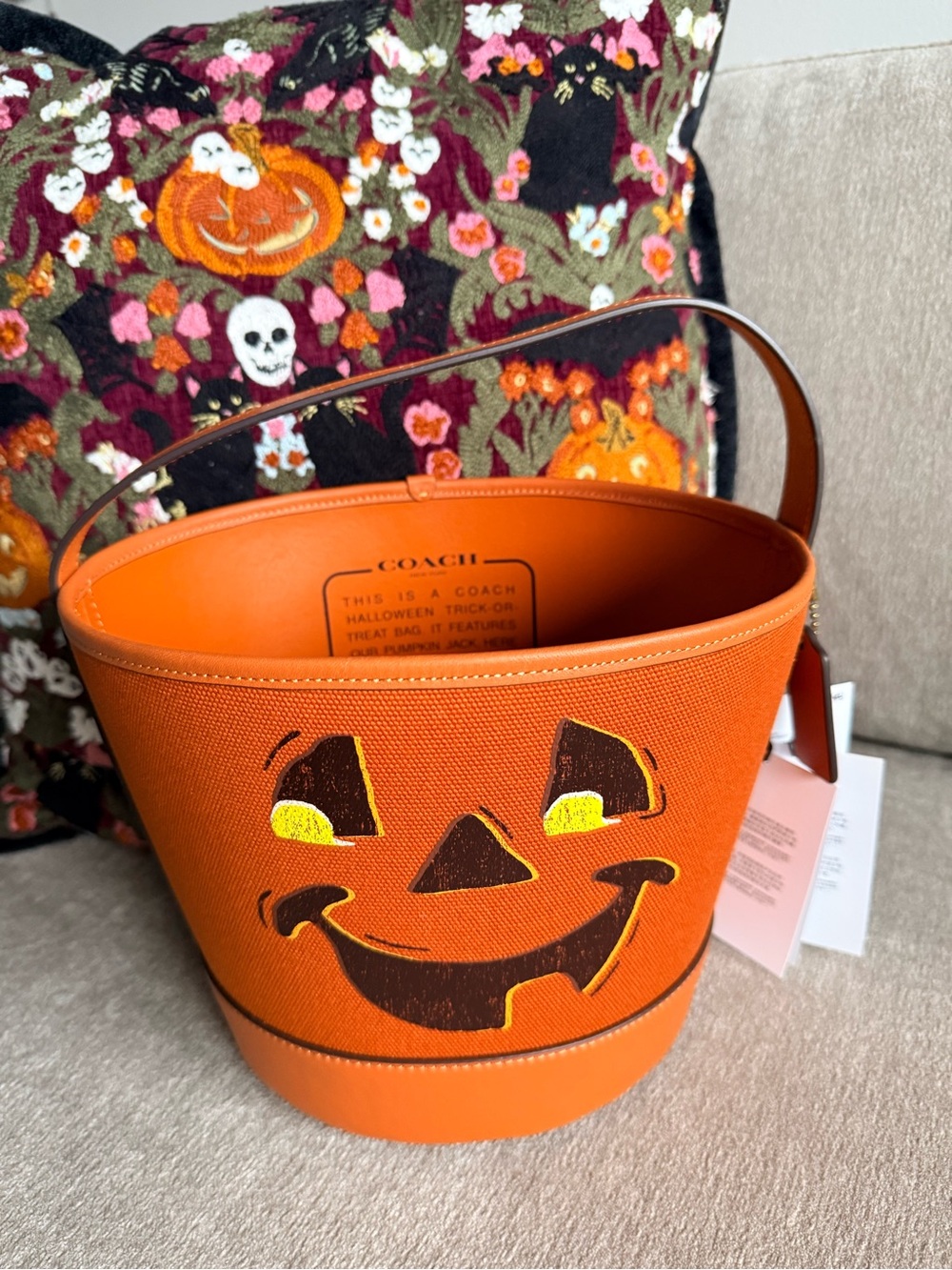 Coach Orange Halloween Pumpkin Bucket Bag NWT